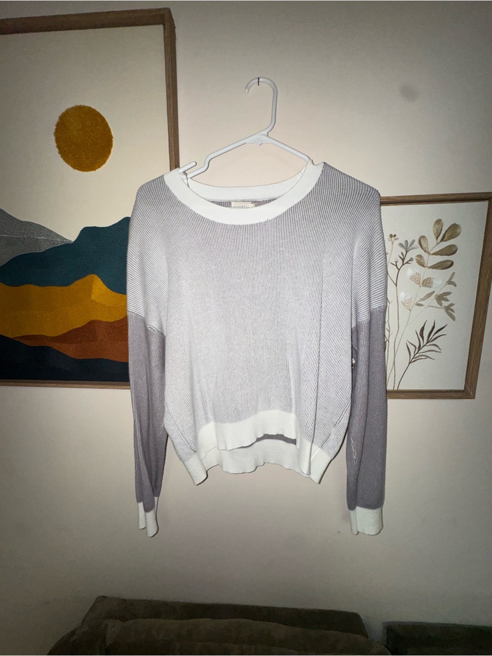 Dry Goods Light Gray and White Crewneck Sweater